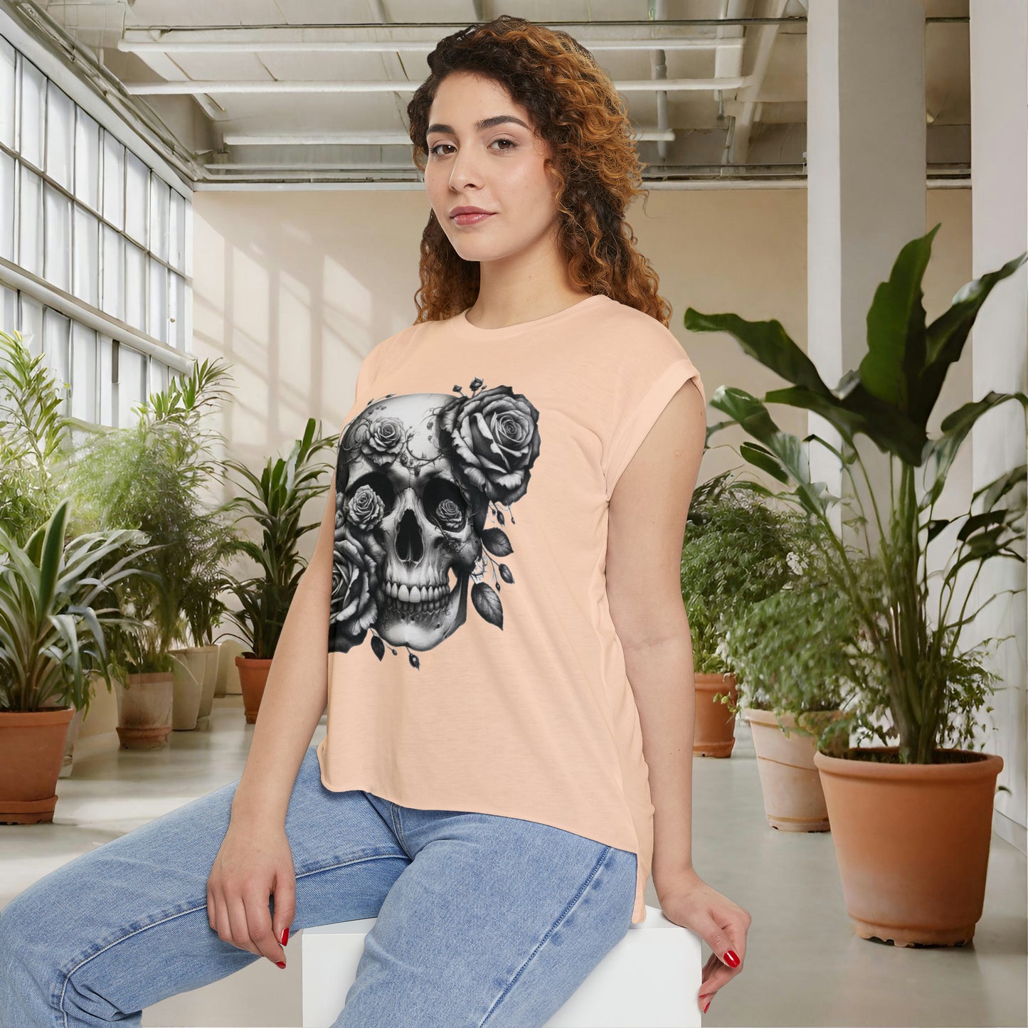 Floral Skull Muscle Tee