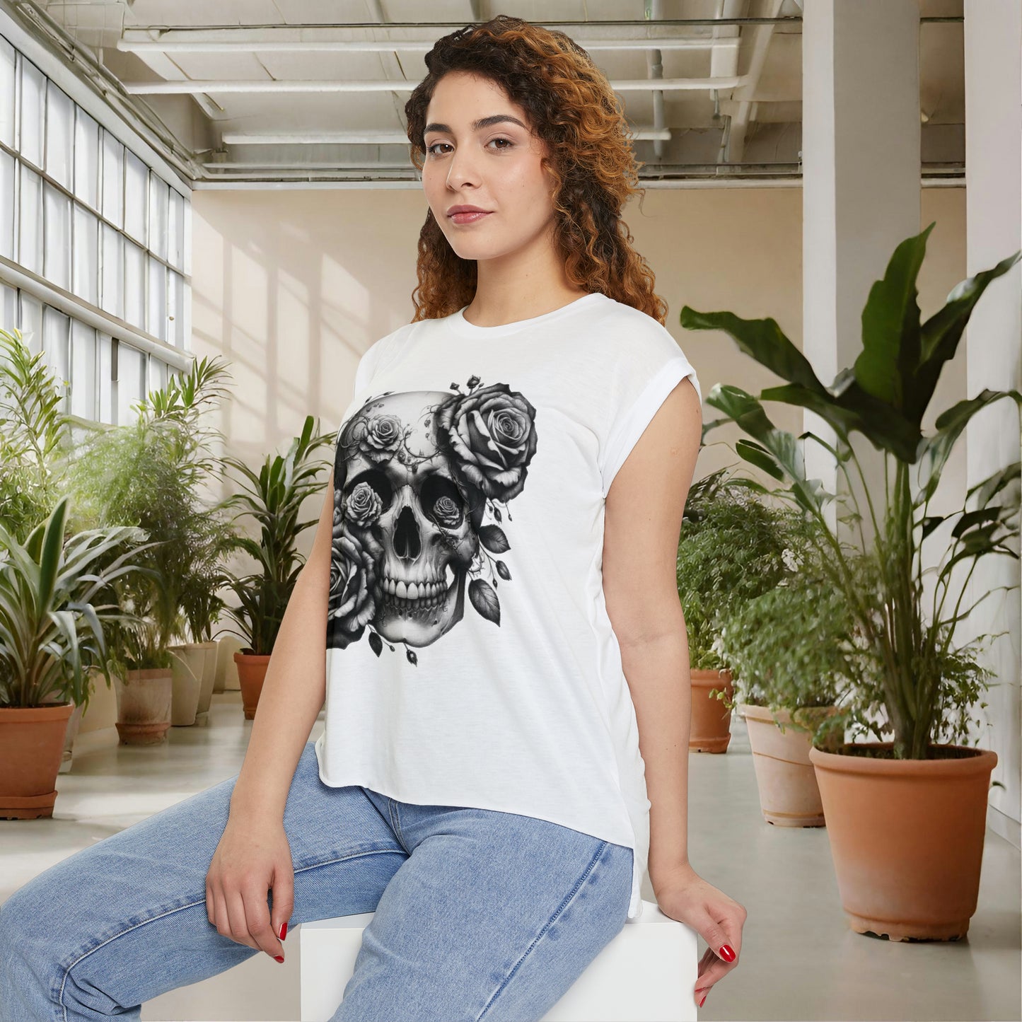 Floral Skull Muscle Tee