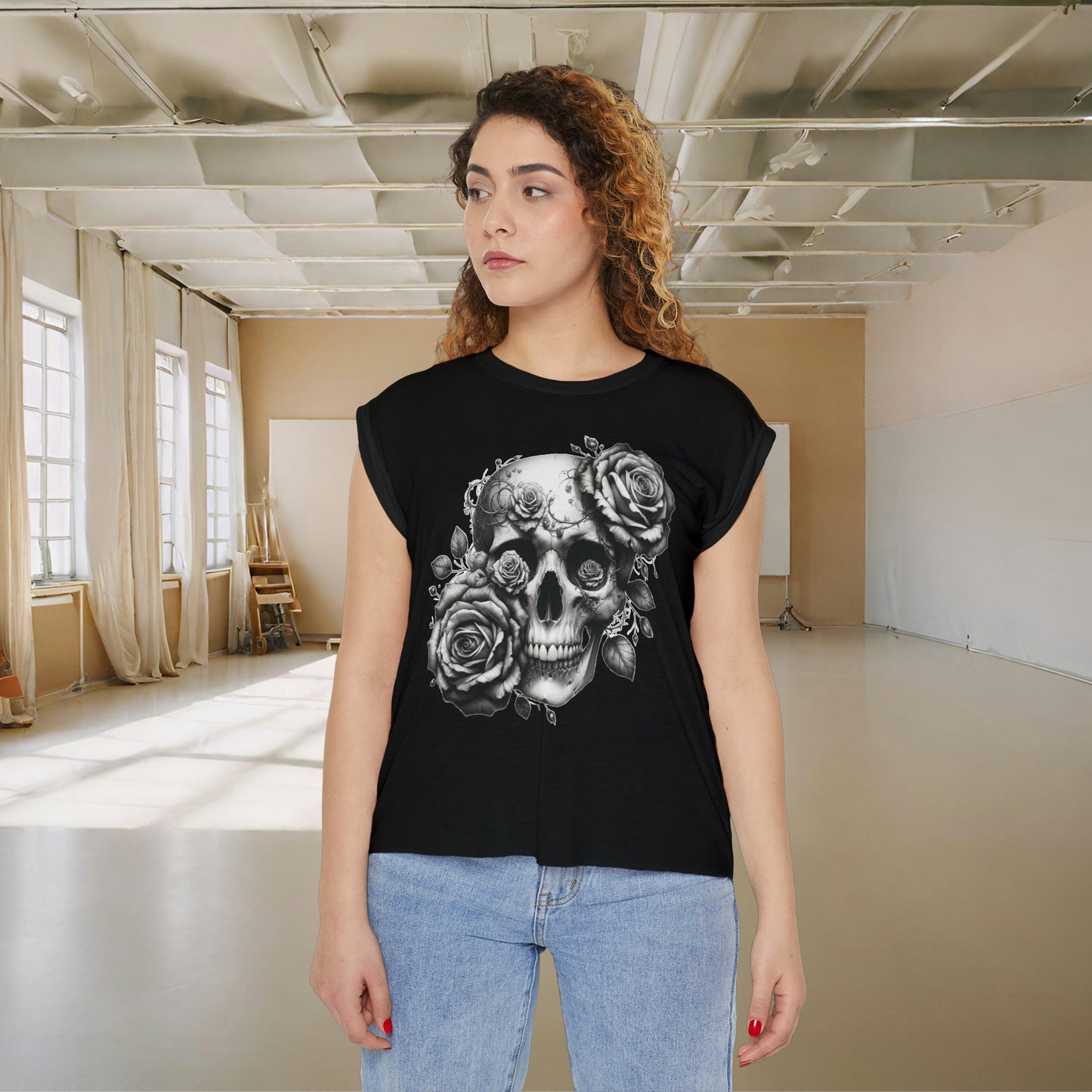 Floral Skull Muscle Tee