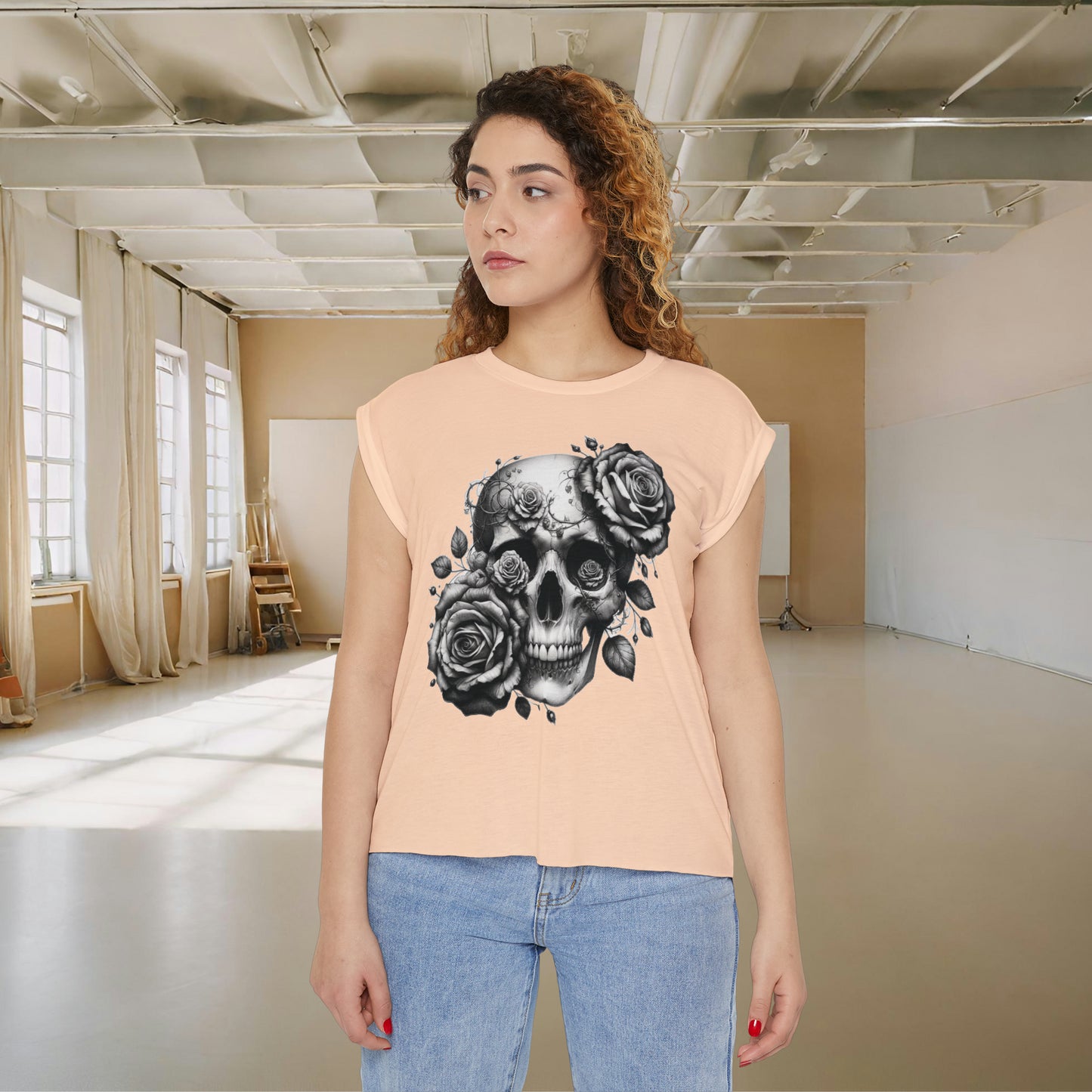 Floral Skull Muscle Tee
