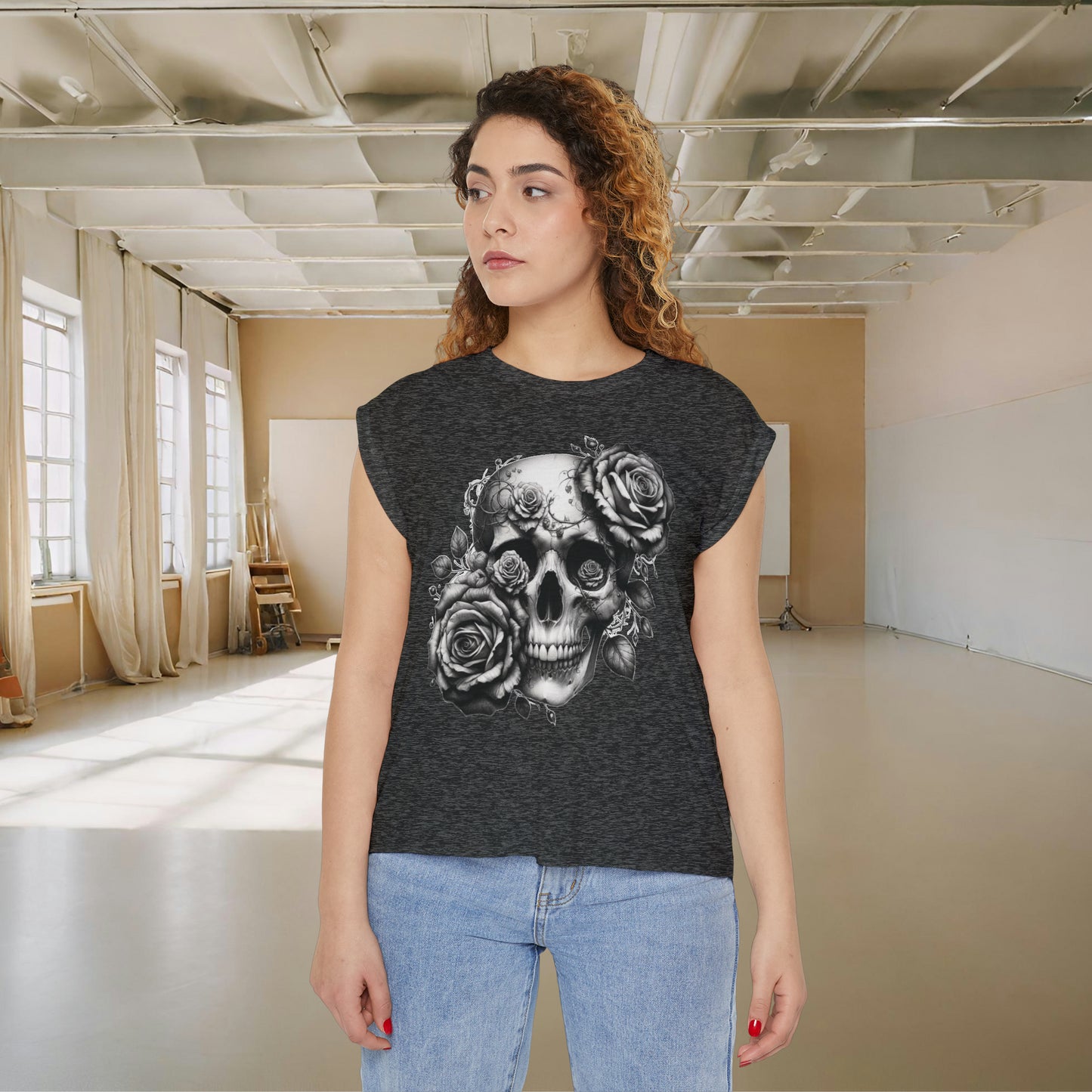 Floral Skull Muscle Tee