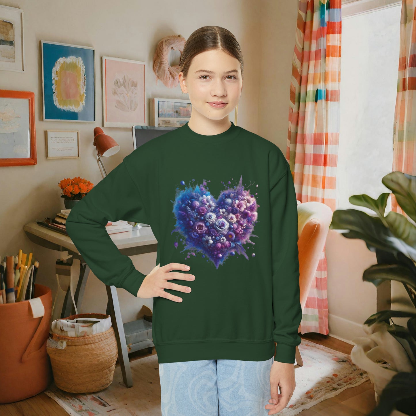 Kids Floral Heart Sweatshirt