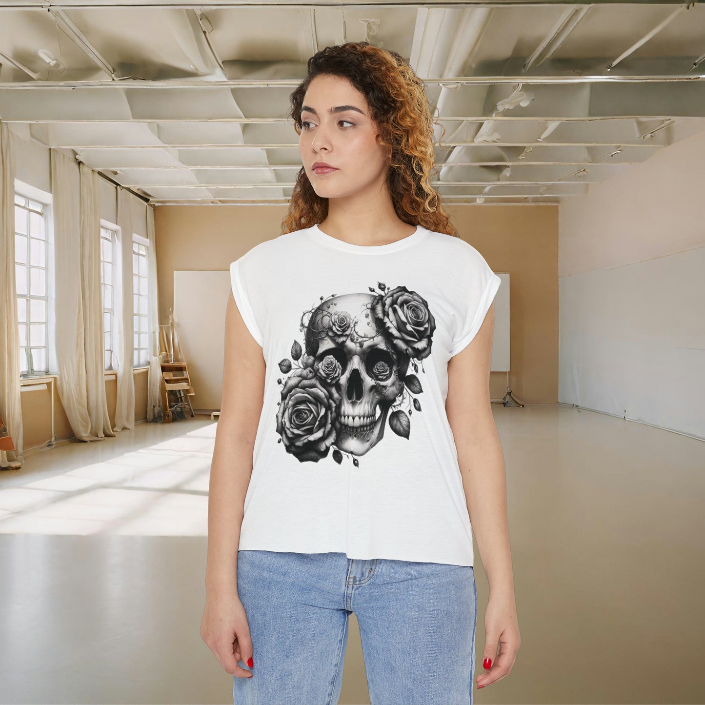 Floral Skull Muscle Tee