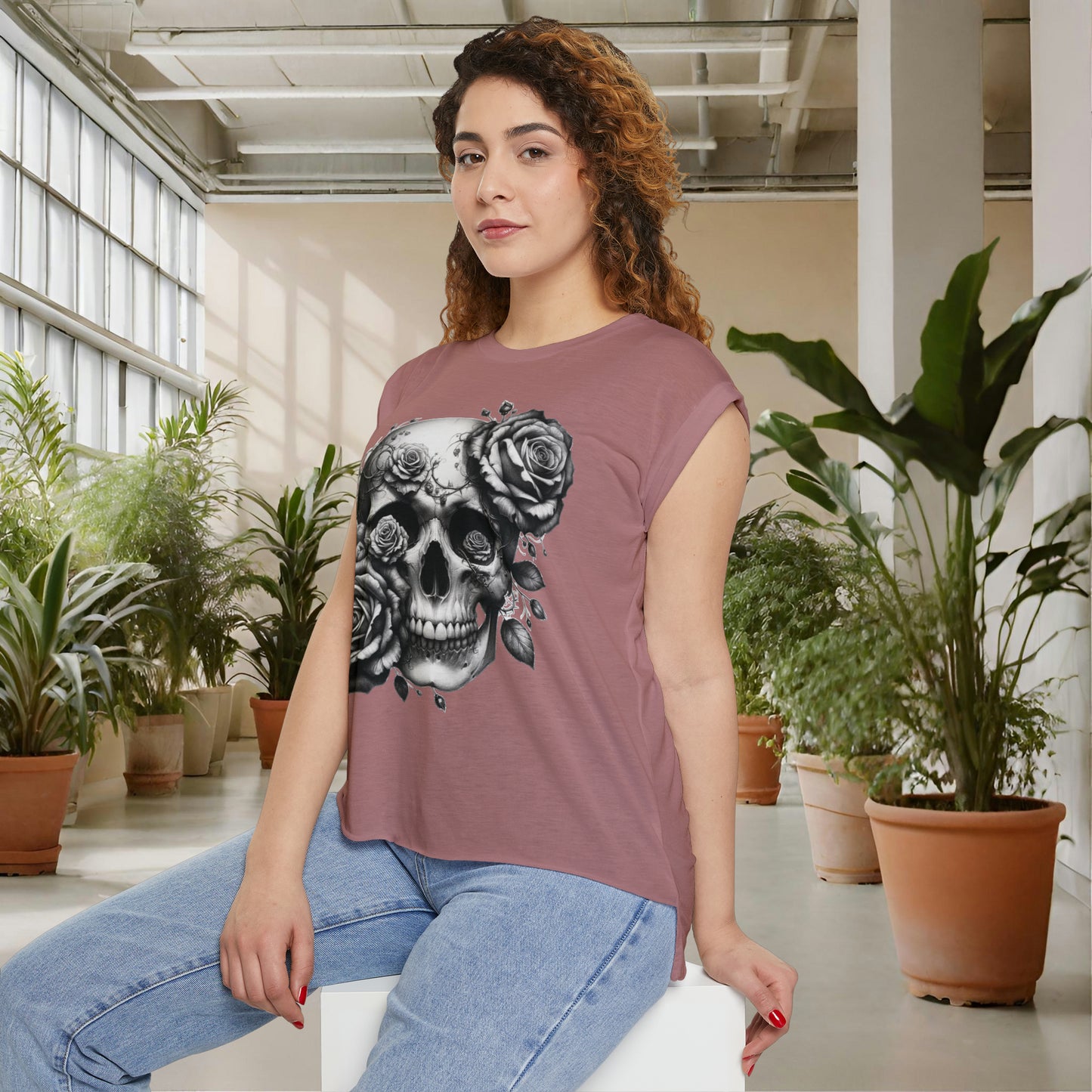 Floral Skull Muscle Tee