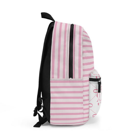 Pink Striped Bow Backpack