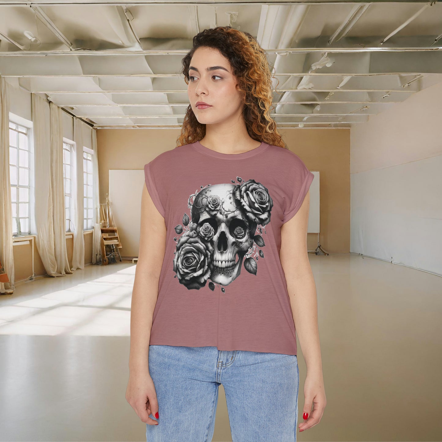 Floral Skull Muscle Tee