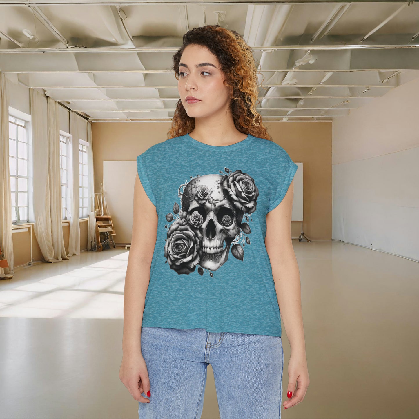 Floral Skull Muscle Tee