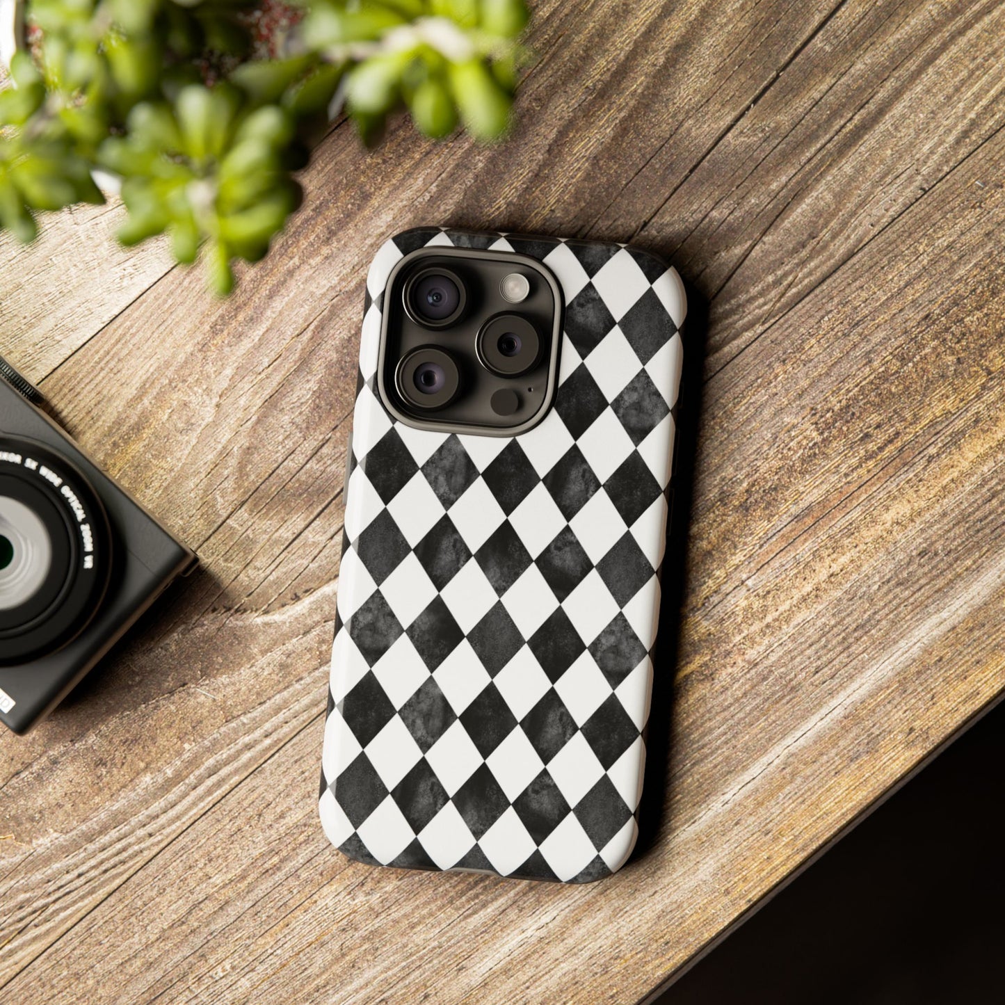 Vintage Harlequin Black & White iPhone Case