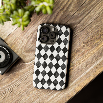 Vintage Harlequin Black & White iPhone Case