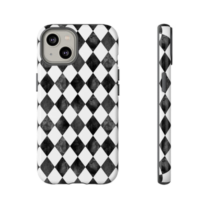 Vintage Harlequin Black & White iPhone Case