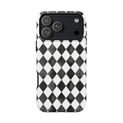 Vintage Harlequin Black & White iPhone Case