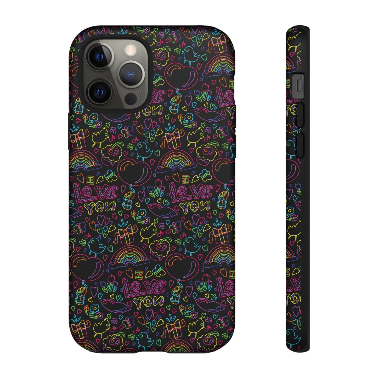 Neon Love Doodle iPhone Case