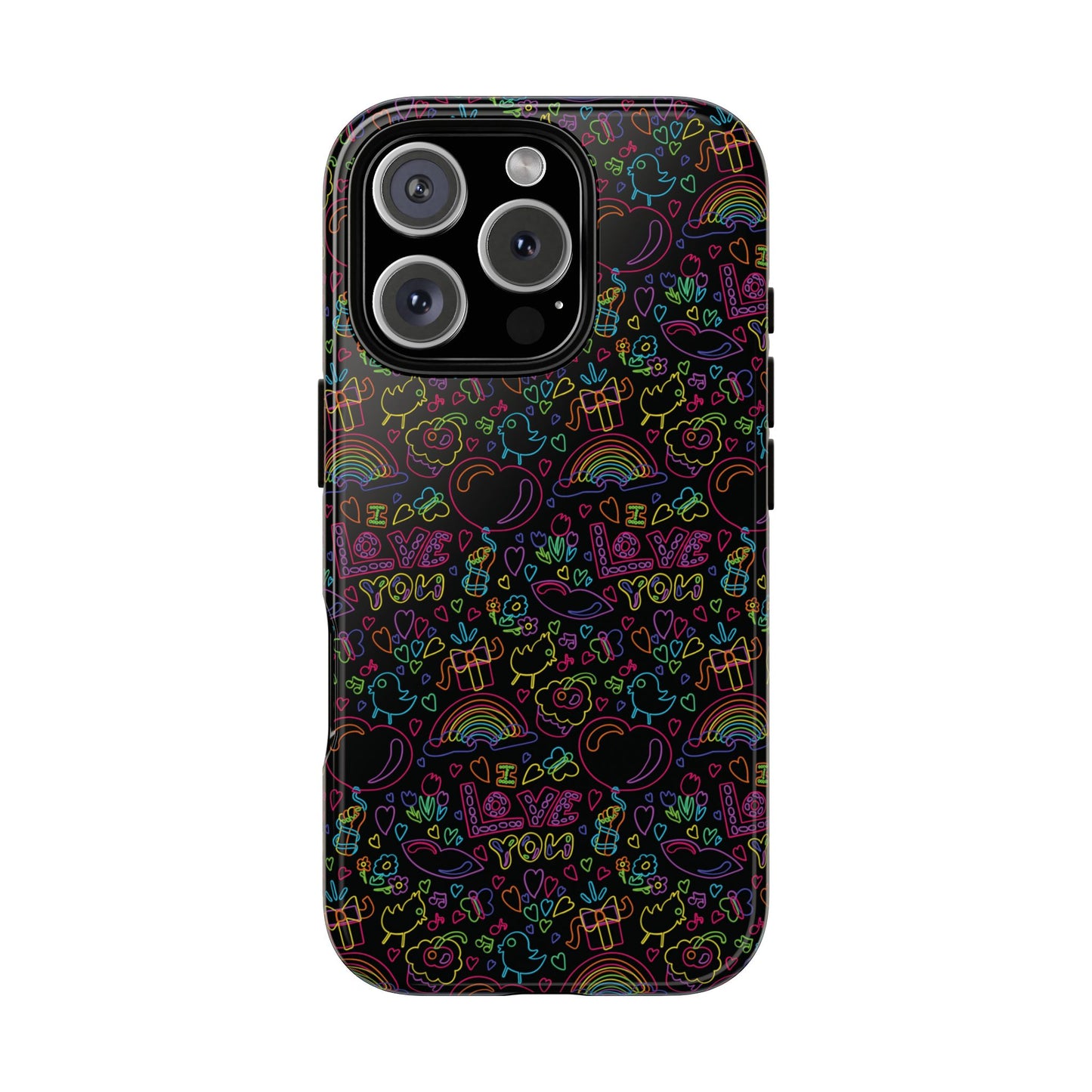 Neon Love Doodle iPhone Case