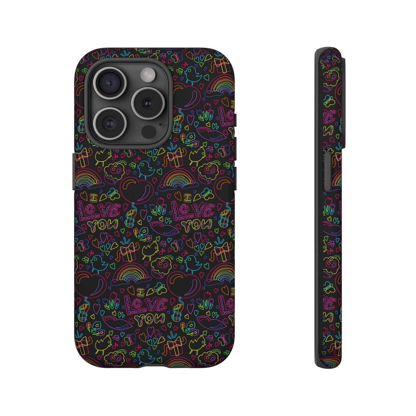 Neon Love Doodle iPhone Case
