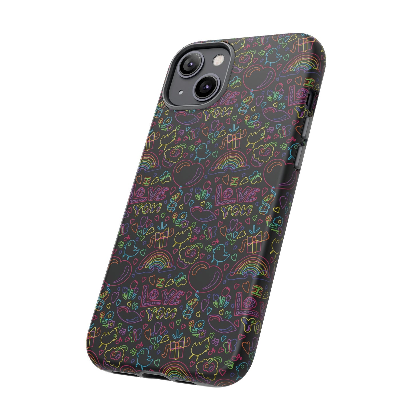Neon Love Doodle iPhone Case