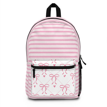 Pink Striped Bow Backpack