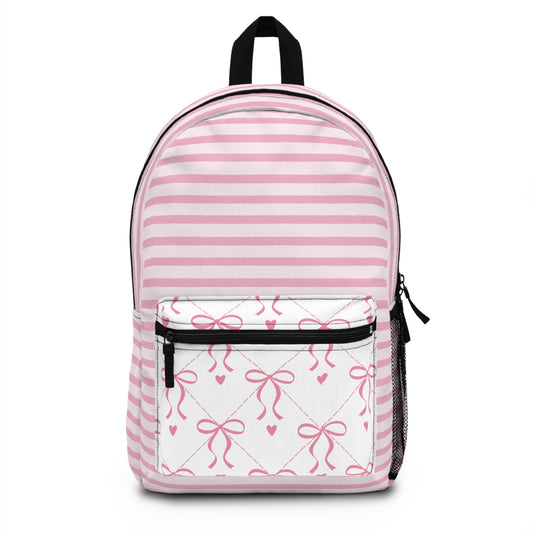 Pink Striped Bow Backpack