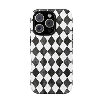 Vintage Harlequin Black & White iPhone Case