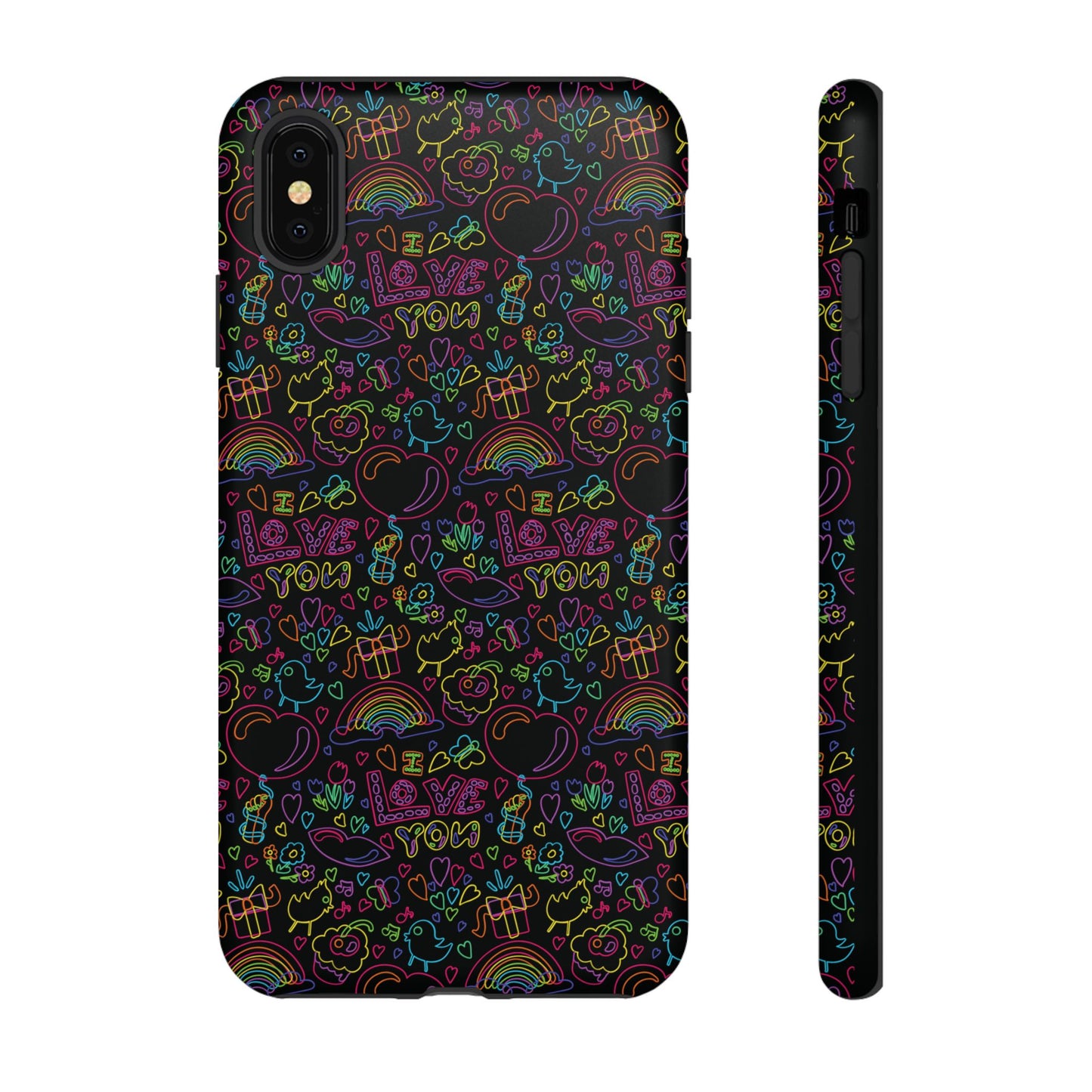 Neon Love Doodle iPhone Case