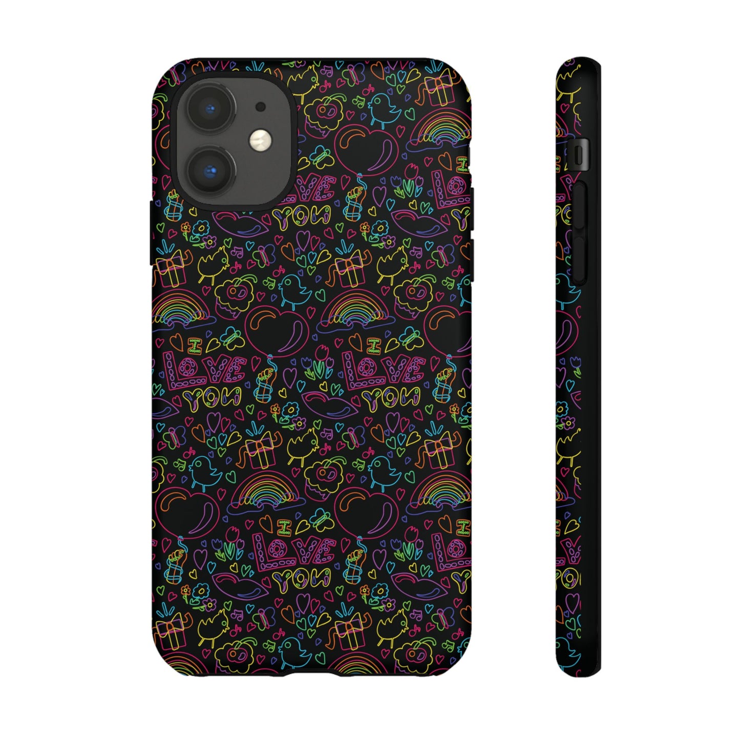 Neon Love Doodle iPhone Case