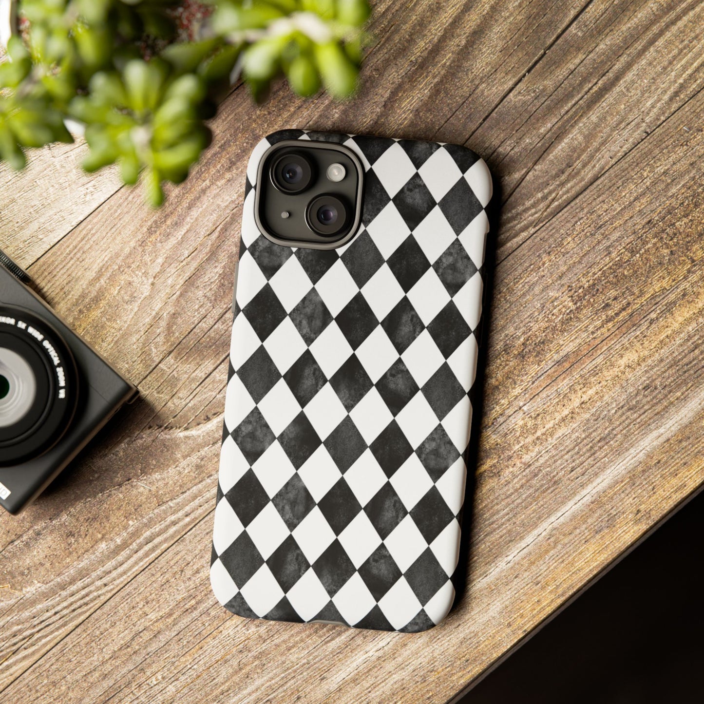 Vintage Harlequin Black & White iPhone Case