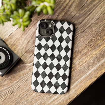 Vintage Harlequin Black & White iPhone Case
