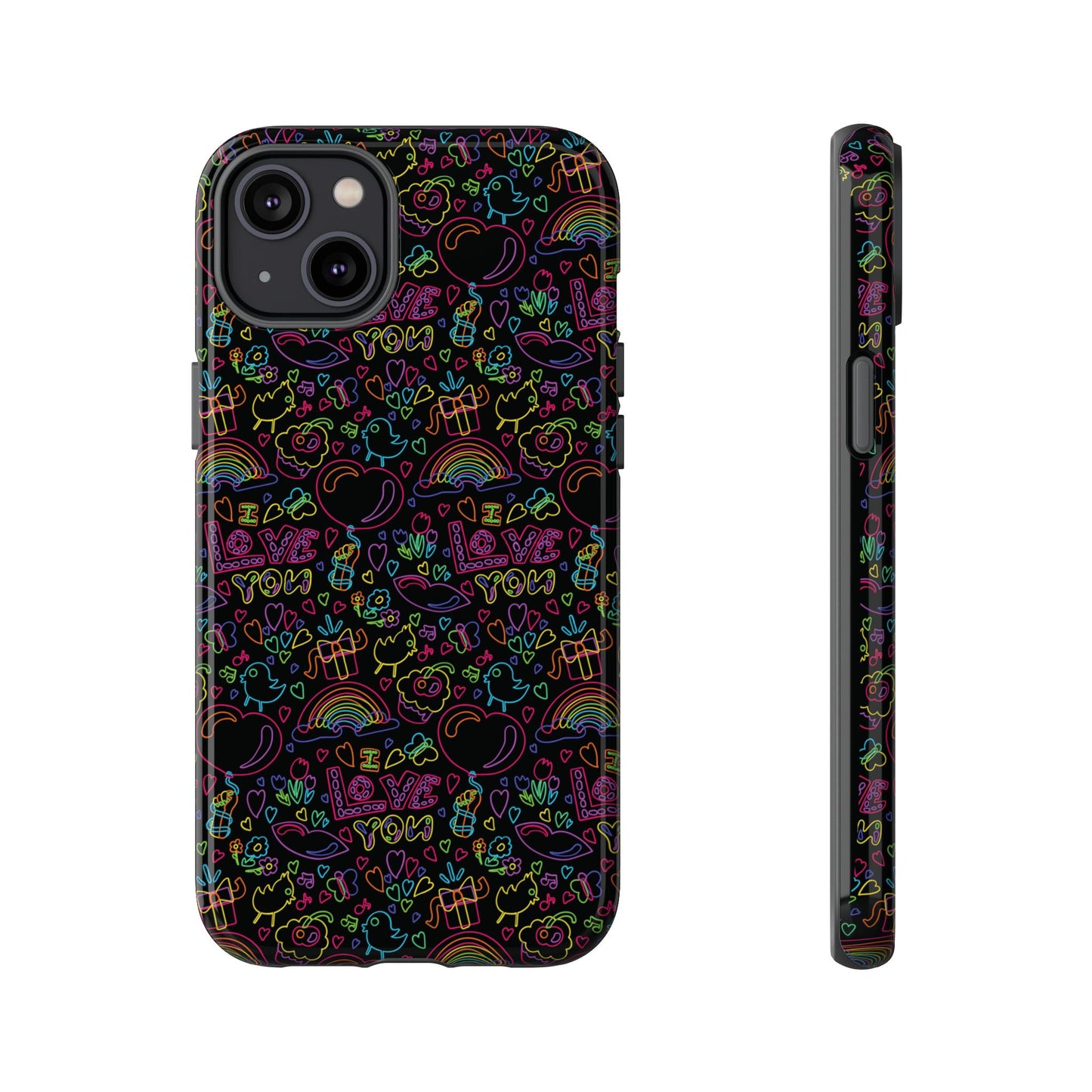 Neon Love Doodle iPhone Case