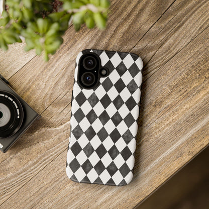 Vintage Harlequin Black & White iPhone Case