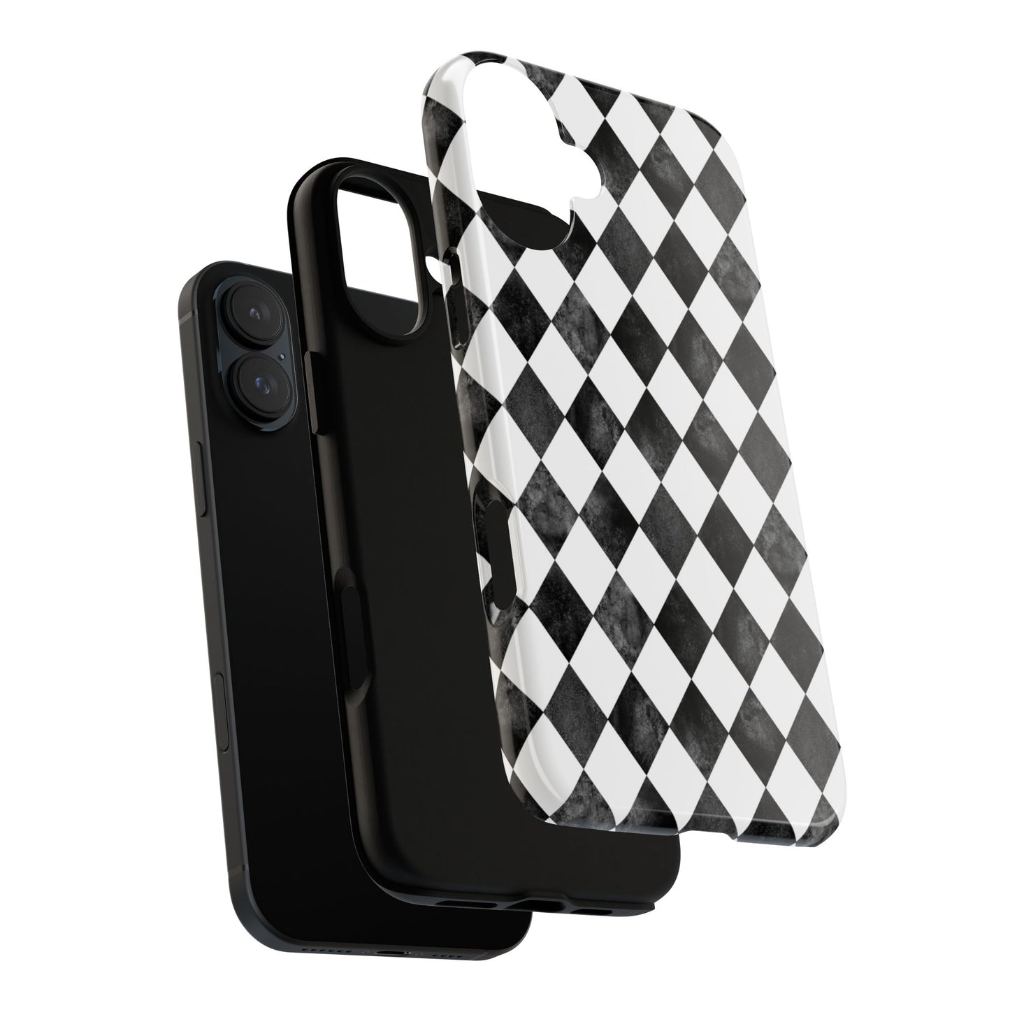 Vintage Harlequin Black & White iPhone Case
