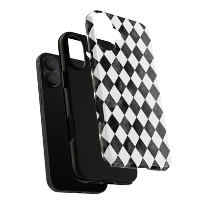 Vintage Harlequin Black & White iPhone Case