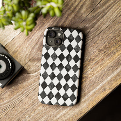 Vintage Harlequin Black & White iPhone Case