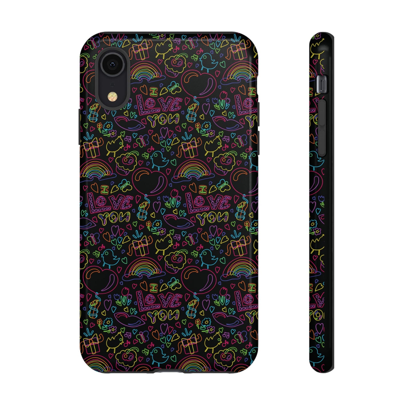 Neon Love Doodle iPhone Case