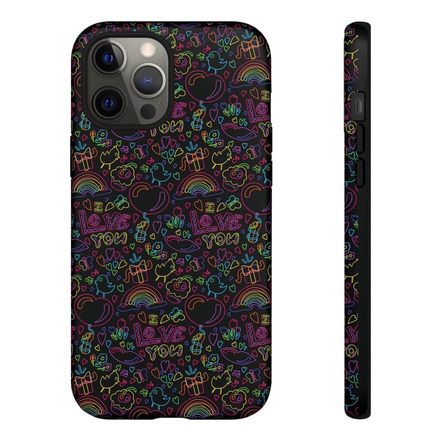 Neon Love Doodle iPhone Case