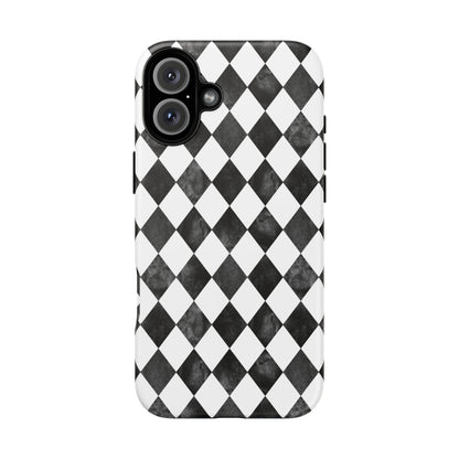 Vintage Harlequin Black & White iPhone Case