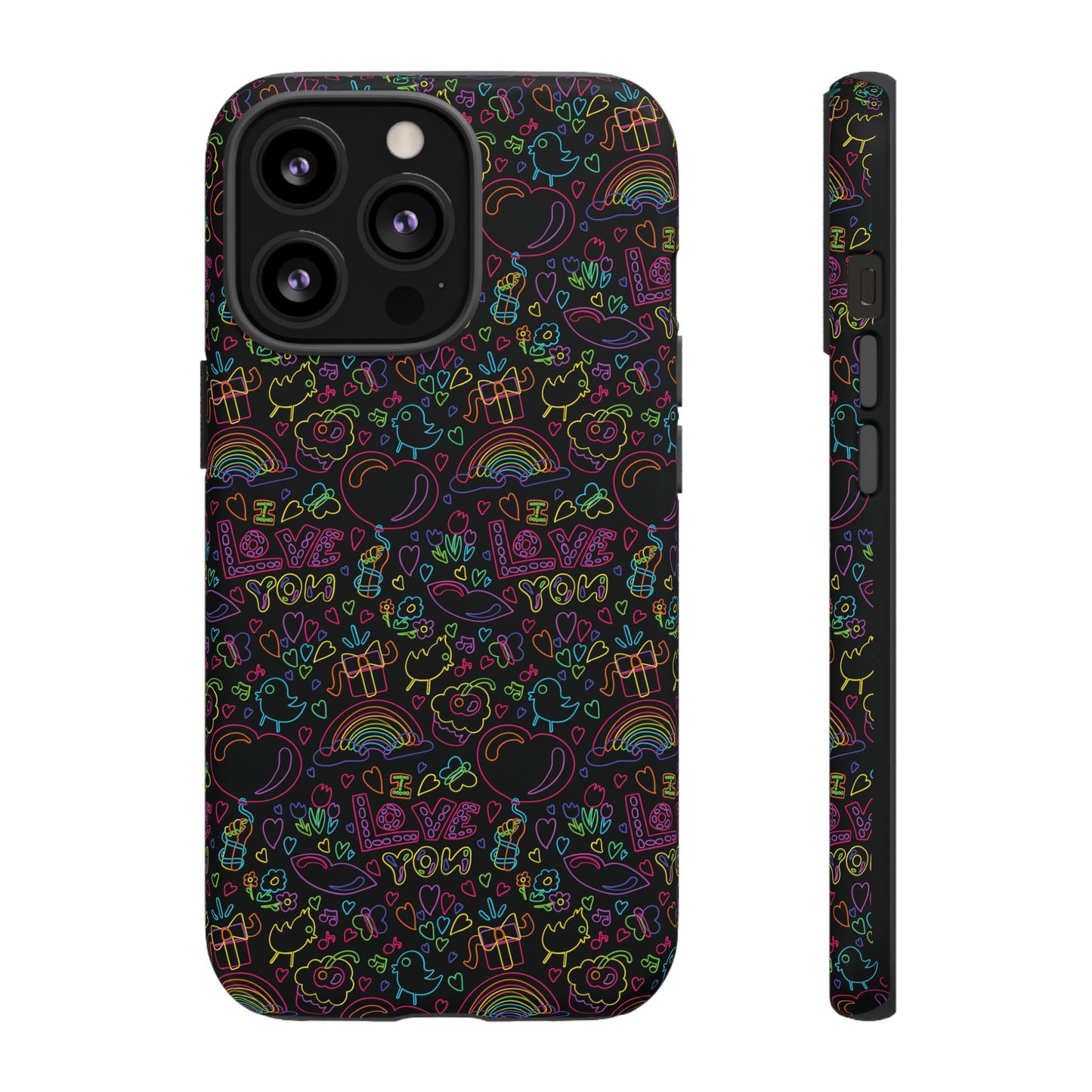 Neon Love Doodle iPhone Case