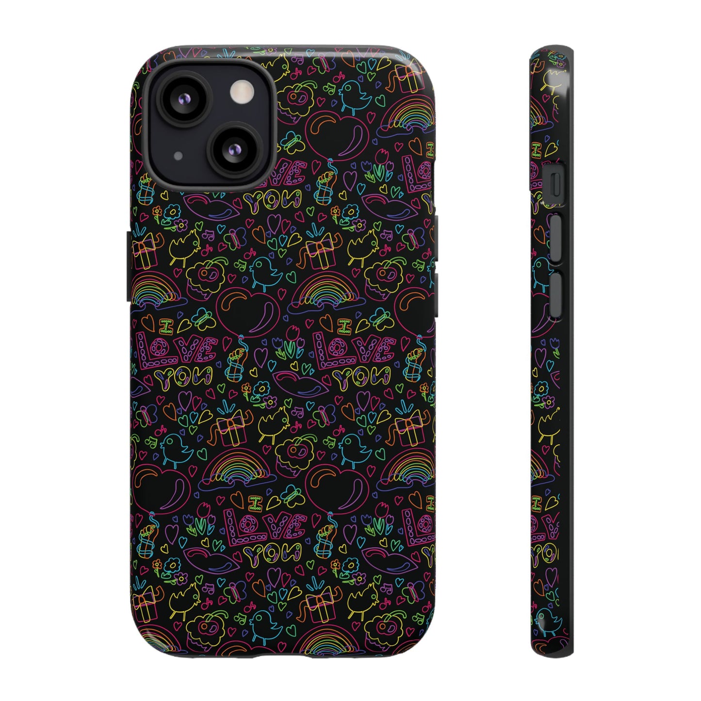 Neon Love Doodle iPhone Case