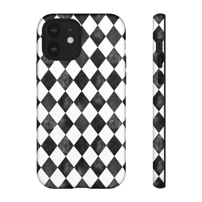Vintage Harlequin Black & White iPhone Case