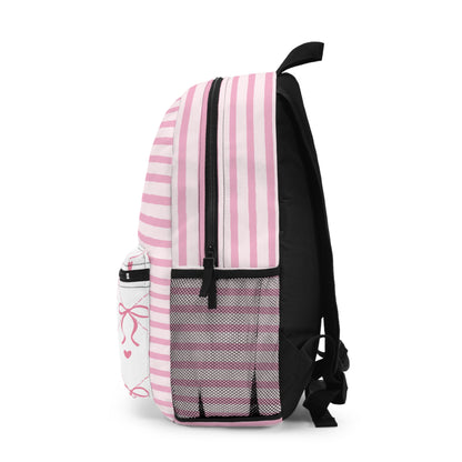 Pink Striped Bow Backpack