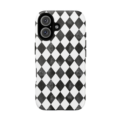 Vintage Harlequin Black & White iPhone Case