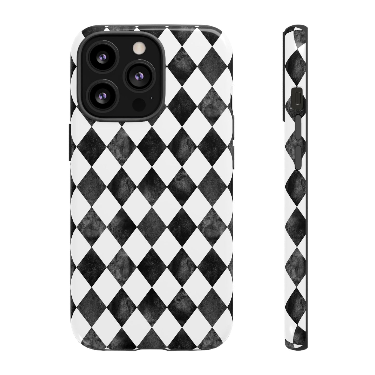 Vintage Harlequin Black & White iPhone Case
