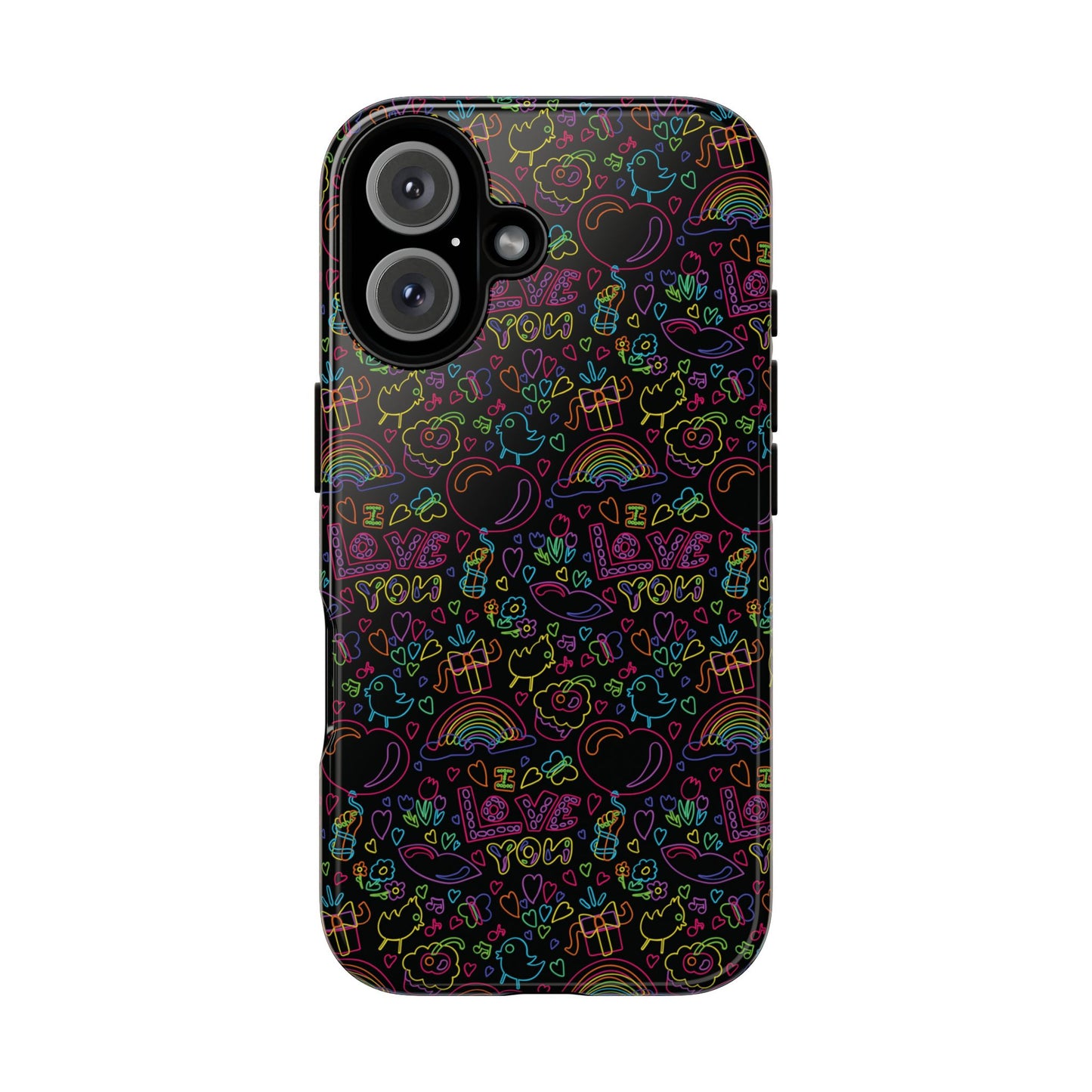 Neon Love Doodle iPhone Case