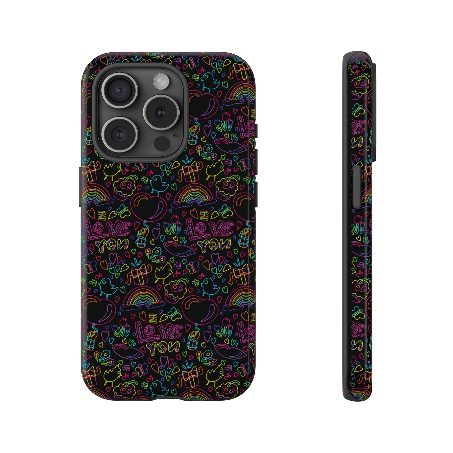 Neon Love Doodle iPhone Case