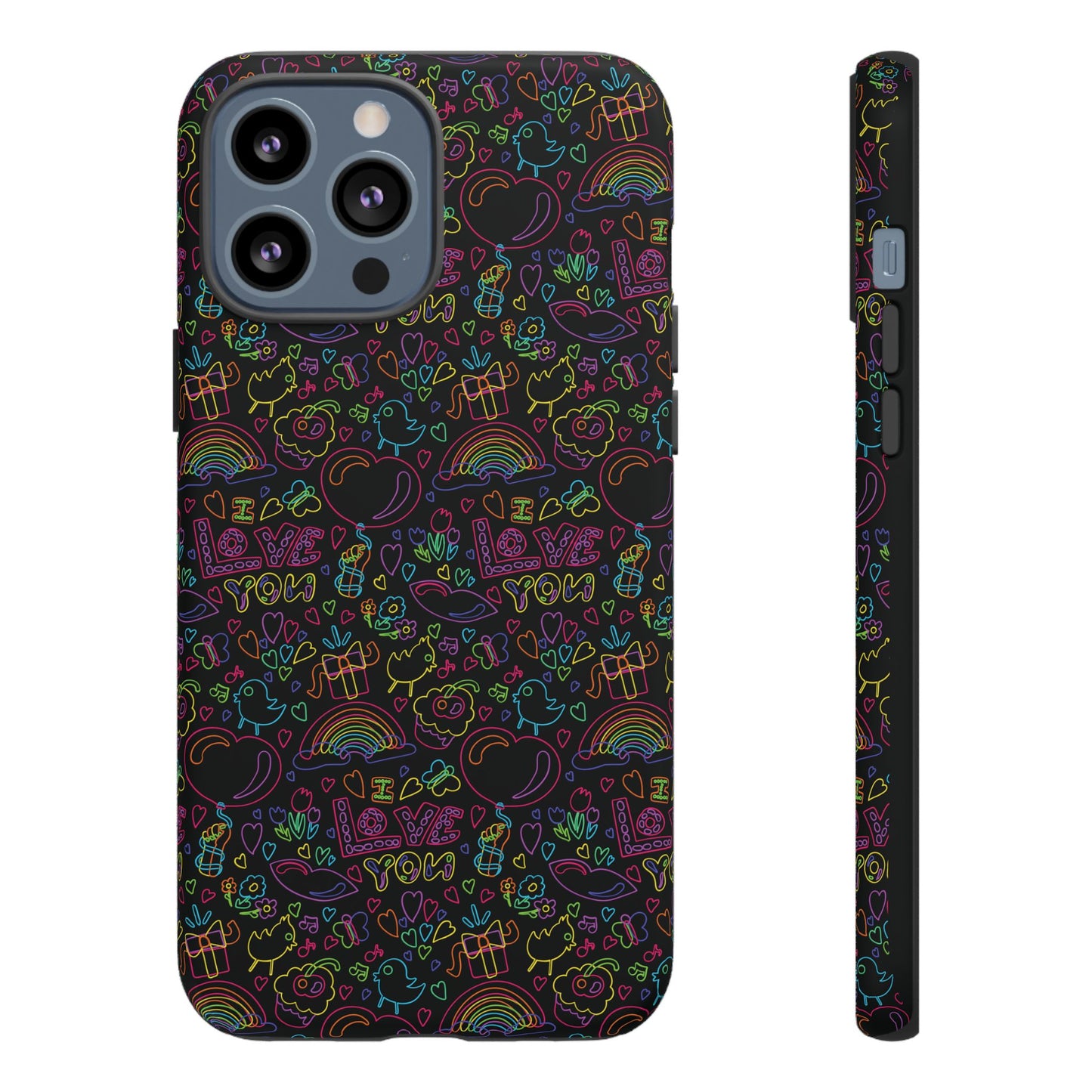 Neon Love Doodle iPhone Case