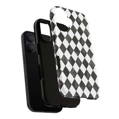 Vintage Harlequin Black & White iPhone Case