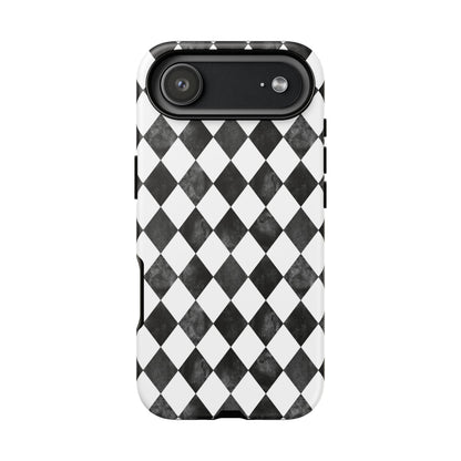 Vintage Harlequin Black & White iPhone Case