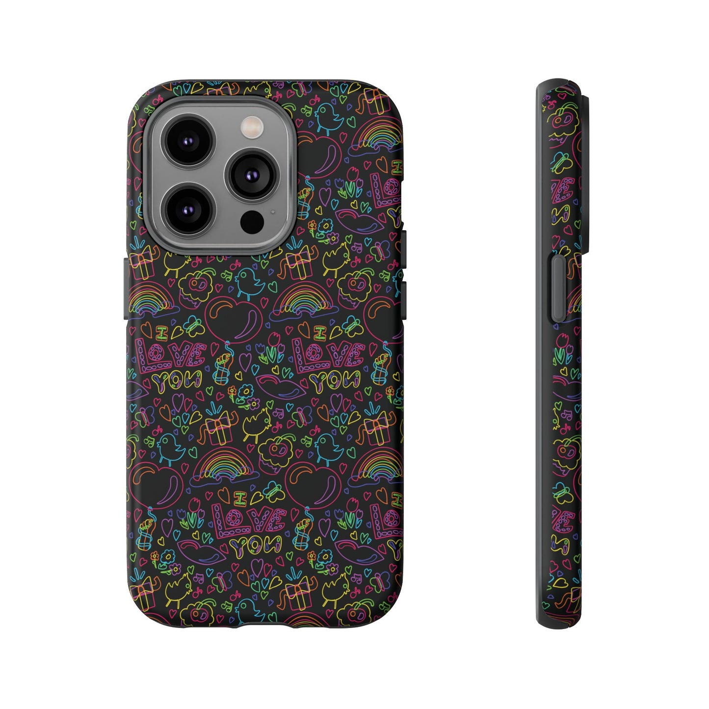 Neon Love Doodle iPhone Case
