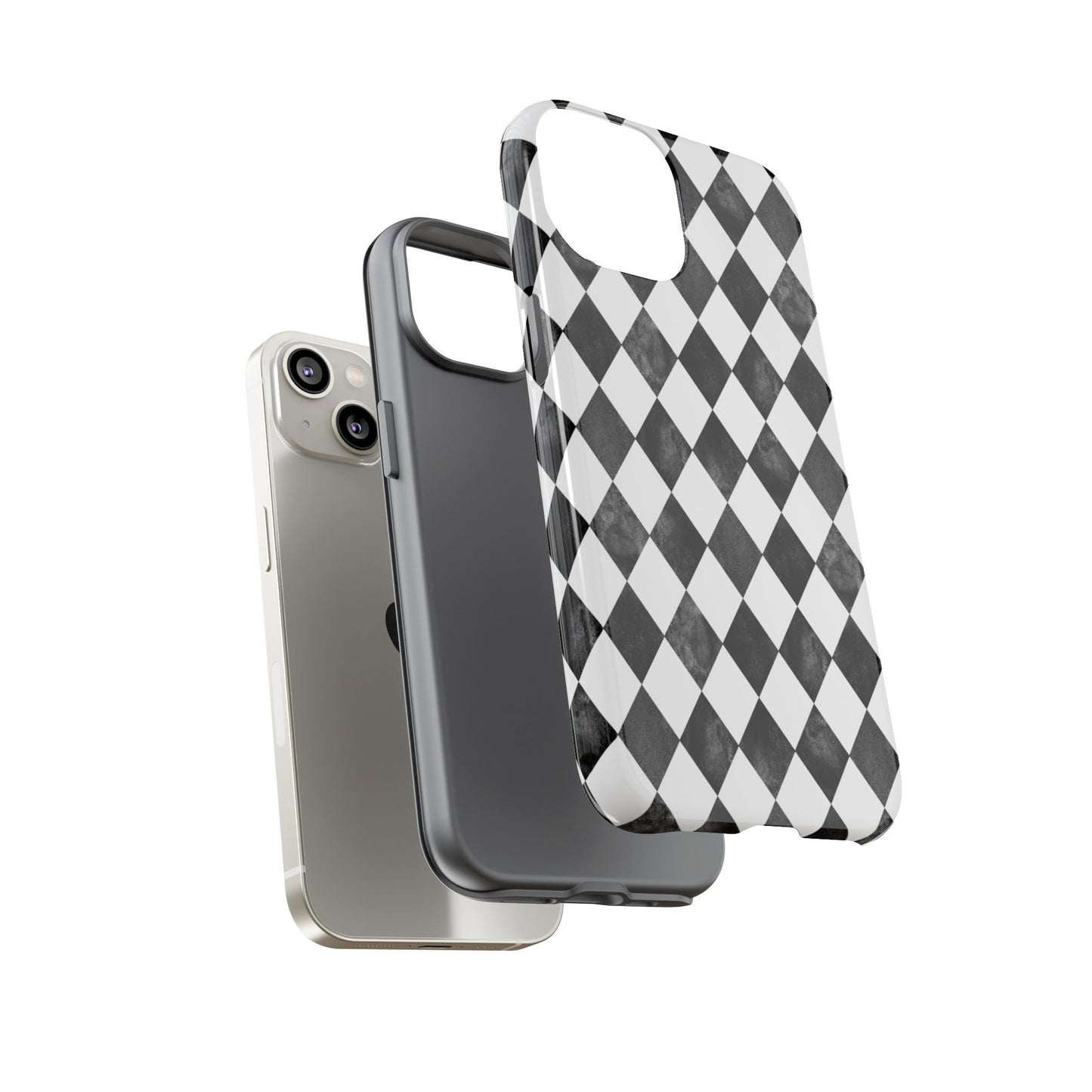 Vintage Harlequin Black & White iPhone Case
