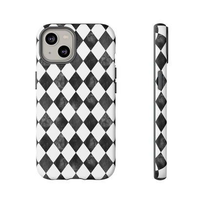 Vintage Harlequin Black & White iPhone Case