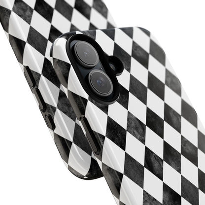 Vintage Harlequin Black & White iPhone Case