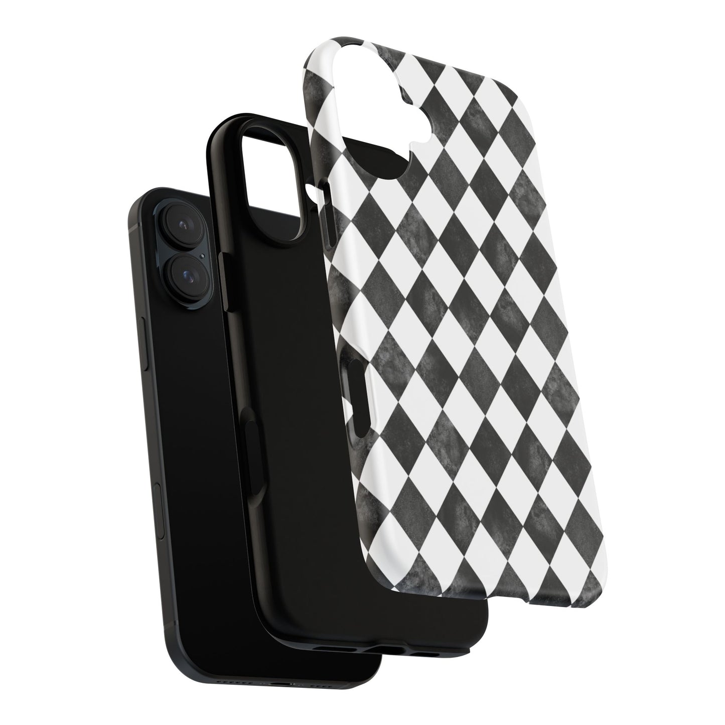 Vintage Harlequin Black & White iPhone Case